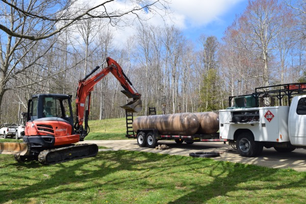 Tank installation in process